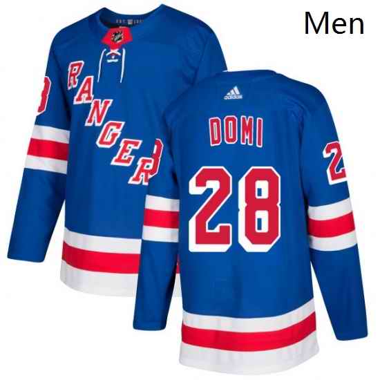 Mens Adidas New York Rangers 28 Tie Domi Authentic Royal Blue Home NHL Jersey